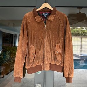 Polo Ralph Lauren Men's Suede Bomber Jacket in Country Brown Size XL